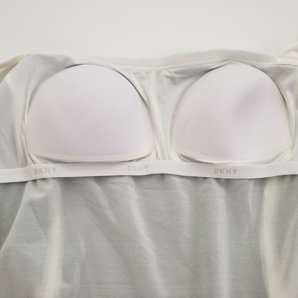 New DKNY Plus Size 16 One Piece Halter Swimsuit Black Whit Shelf Bra Compression - Picture 10 of 14